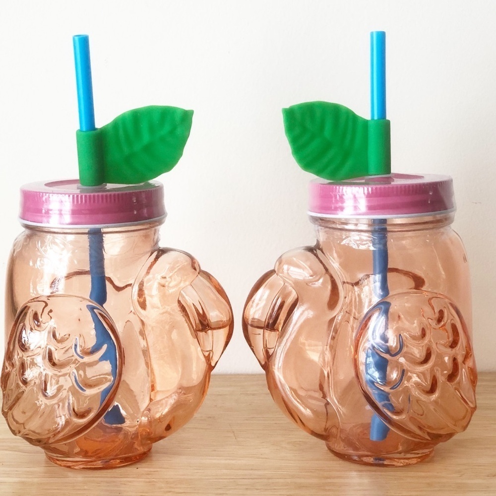 Target Bullseye Flamingo Mason Jar 16oz. Glass Tumblers With Straw (2) - Picture 7 of 10